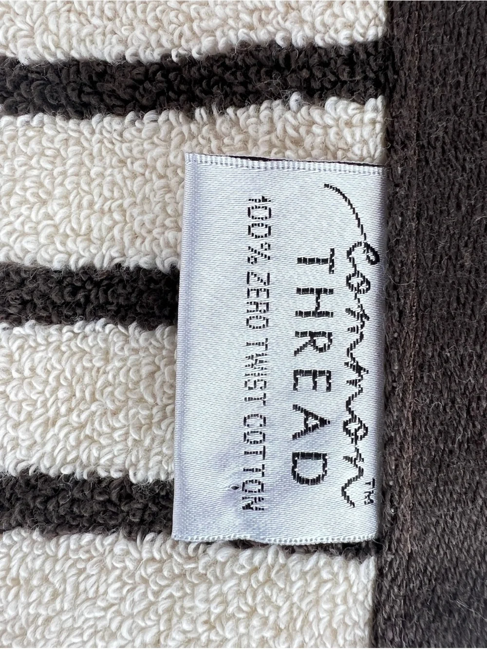 Common Thread Bath Towels Brown and Tan Striped Soft Zero Twist Cotton 2 Pc NEW